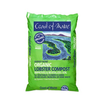 Coast of Maine Quoddy Blend Lobster and Crab Organic Compost Plant Potting Soil Blend Bag for Container Gardens and Flower Pots, 1 Cubic Foot