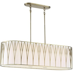 Minka Lavery Soft Brass Linear Pendant Chandelier 42" Wide Modern LED Cloth Shade Fixture for Kitchen Island Dining Room House - 1 of 3