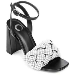 Journee Collection Womens Dua Tru Comfort Foam Pearl Accents Block Heel Sandals Black 8 - 1 of 4