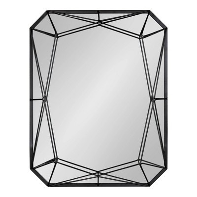 Keyleigh Black Geometric Metal Frame Rectangular Wall Mirror