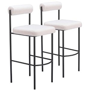 Zuo Livorno Barstool (Set of 2) Ivory - 1 of 4