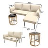 3 Piece Rattan Patio Furniture Set, Outdoor Wicker Sectional L-Shaped Sofa with Cushion and Coffee Table, All Weather Conversation Set for Deck, Poo - 2 of 4