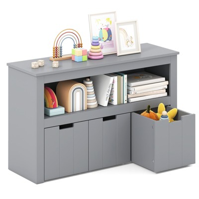 Costway Storage Cabinet 3 Drawer Chest w/Wheels Large Storage Cube Shelf