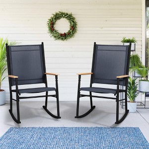 Celebalcony Outdoor Rocking Chairs Set of 2, High Back Patio Rocking Chair Set,Textilene Fabric Outdoor Rocking Chair for Porch,Patio,Balcony - 1 of 4