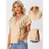 Allegra K Women's Ruffle Short Sleeve V Neck Casual Blouse - 2 of 4