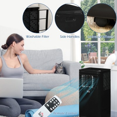 Compact Black 8000 BTU Portable Air Conditioner with Remote