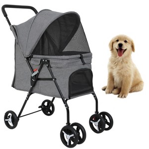 BestMassage Dog Stroller Pet Stroller Folding Dog Cat Carrier Rear Brakes for Small Medium Pets - 1 of 4