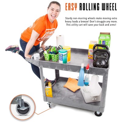 Gray Extra Large Heavy-Duty 2 Shelf Utility Cart