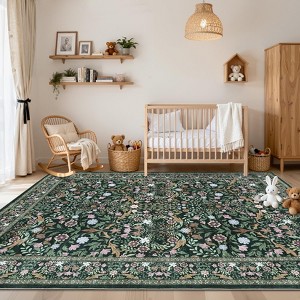 COZONY Large Washable Floral Area Rug with Non-Slip Backing - 1 of 4