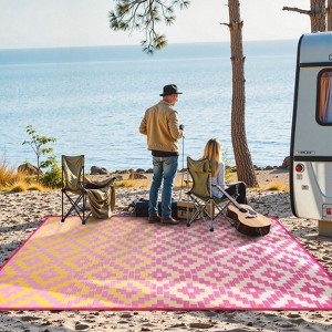 Lahome Ombre Outdoor Area Rug-Geometric Reversible Mat for Patio, Balcony, Deck, Backyard, or RV Camping - 1 of 4