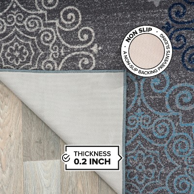 Gray Floral Tufted Reversible Synthetic 8' x 10' Area Rug
