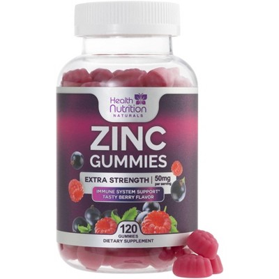 Zinc Supplement 50mg Gummies for Adults - Max Strength Skin Health & Immune Support Gummy, Vegan, Non-GMO & Gluten Free - 120 Gummies