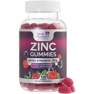 Zinc Supplement 50mg Gummies for Adults - Max Strength Skin Health & Immune Support Gummy, Vegan, Non-GMO & Gluten Free - 120 Gummies - 1 of 4