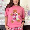Gingerbread Polka Dot Patchwork Print - Women's Garment Dyed Graphic T-Shirt - 3 of 4