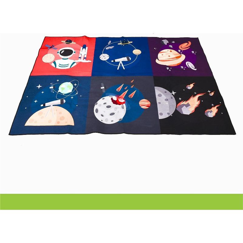 Prosumer's Choice 62.9'' x 47.2'' Kids Space Themed Black Wool Rug - Multicolored, 2 of 4
