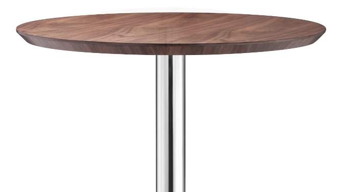 41&#34; Elegant Chromed Steel Round Bar Table Walnut - ZM Home, 2 of 10, play video