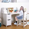 Kids Desk and Chair Set  with Drawers, Wooden Children Table with Features Bookshelf/Bulletin Board/Cabinets, for Children Ages 3-8, White - 2 of 4