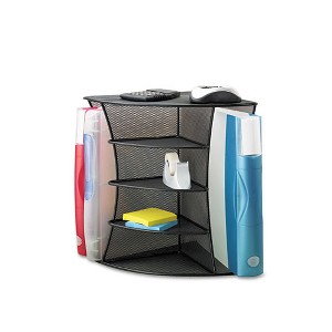 Safco Onyx Mesh Corner Organizer, Six Sections, Black, 15" x 11" x 13" - 1 of 4
