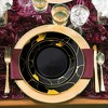 Smarty Had A Party 10" Black with Gold Marble Disposable Plastic Dinner Plates (120 Plates) - image 3 of 4