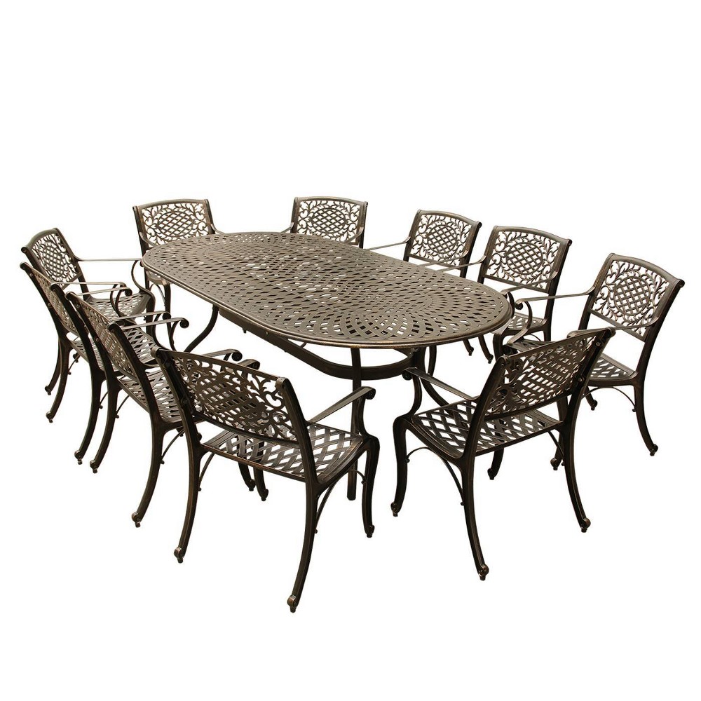 Photos - Dining Table 11pc Patio Dining Set with 95" Contemporary Modern Ornate Mesh Lattice Alu