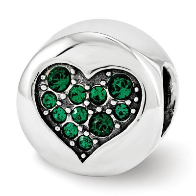 Black Bow Jewelry May Green Heart Success Sterling Silver & Crystal Bead Charm