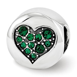 Black Bow Jewelry May Green Heart Success Sterling Silver & Crystal Bead Charm - 1 of 4