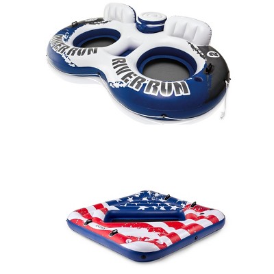 Intex Inflatable American Flag Pool Float & Intex River Run II Pool Float