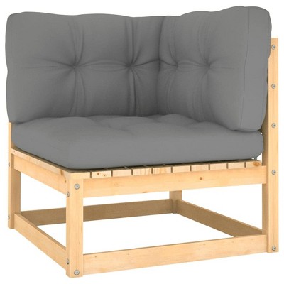 vidaXL Outdoor Corner Sofa - Solid Pinewood Patio Furniture with Gray Polyester Cushions and Durable Construction
