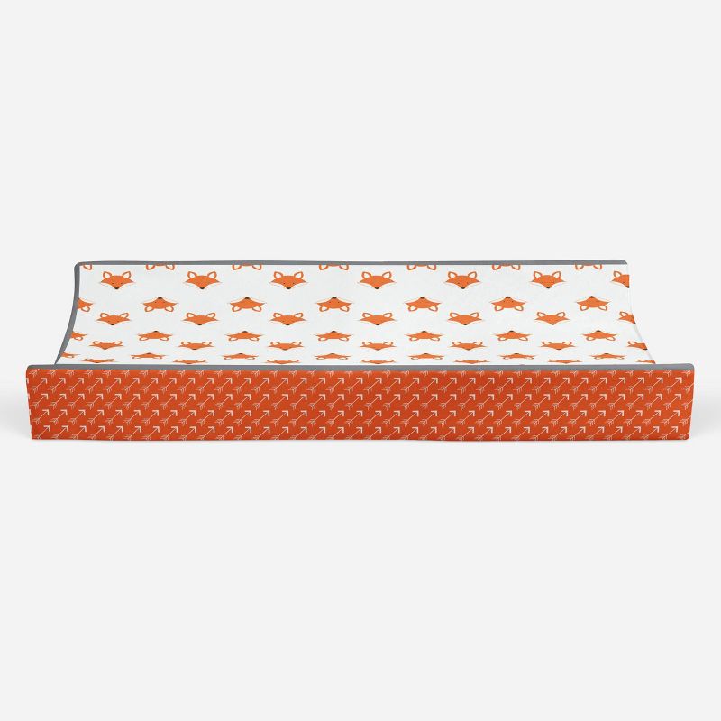 Bacati - Playful Fox Quilted Changing Pad Cover -Orange Arrows in Gussett, 5 of 10