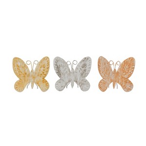 Set of 3 Distressed Butterfly Figures Metal by Foreside Home & Garden - 1 of 4