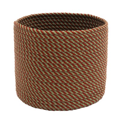 Colonial Mills Twisted Christmas Woven Basket - Green/Red 12"x12"x10" 100% Polypropylene  Round