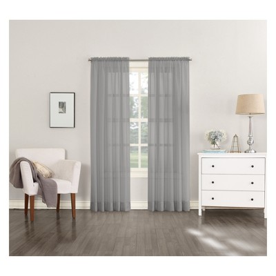 Charcoal Sheer Voile Rod Pocket Curtain Panel 59" x 84"