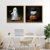 Stupell Industries Vintage Halloween Ghost & Pumpkin Stack 2pc Floating Frame Art Set, Gold, 25" x 25" - 2 of 4