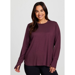 RBX Active Women's Buttery Soft Stretch Jersey Crewneck Long Sleeve Tunic Top with Thumbholes - 1 of 4