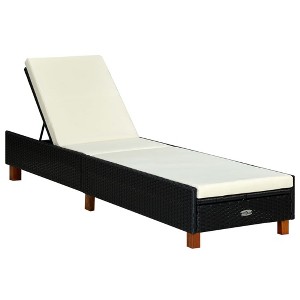 vidaXL Sunbed with Cushion Poly Rattan Black - 1 of 4