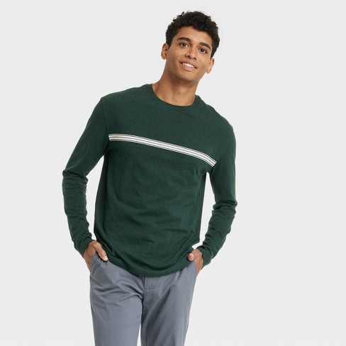 Men's Regular Fit Long Sleeve Crewneck T-shirt - Goodfellow & Co™ Aqua  Green S : Target