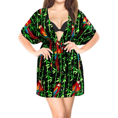 LA LEELA Women's Summer Loose mini Beachwear Bathing Suit Short Flowy Swimsuit Cover ups Tops