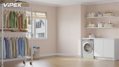 VIPEK Black Heavy Duty Rolling Garment Rack with Adjustable Shelves