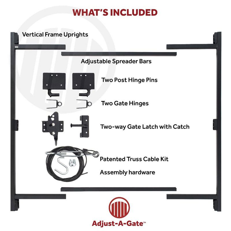 Adjust-A-Gate AG36-3 Steel Frame Anti Sage Gate Building Kit, 36 to 60 Inches Wide Opening Up To 7 Feet High Fence, Black Finish, 5 of 8