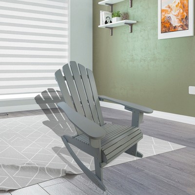 SKRAN Outdoor Accent Club Chair,Populus Wood Reclining Wooden Outdoor Rocking chair,Adirondack chair for Porch patios,Decks and Backyards