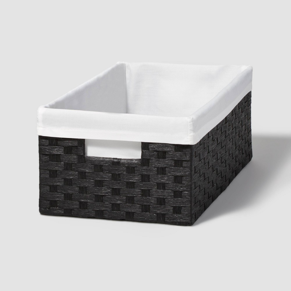 16" x 9" x 6" Lined Woven Media Bin Black - Brightroom™ 2 pack 