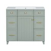 CAVINAS Bathroom Vanity with Ceramic Sink and Adjustable Shelves,Modern Freestanding Bathroom Vanity with Solid Wood Frame and 3 Drawers - 3 of 4
