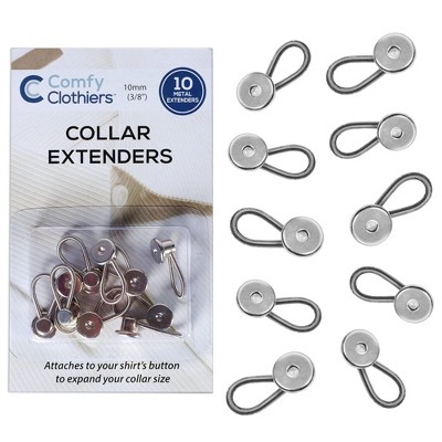 Comfy Clothiers Elastic Collar Extenders for Dress Shirts - 5-Pack - Silver