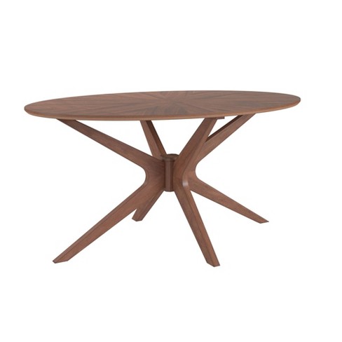 Mid-Century Walnut Finish Round Dining Table - Glass Top by iNSPIRE Q  Modern – iNSPIRE Q Home