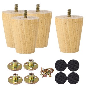 Unique Bargains Wood Furniture Sofa Dresser Legs Round Mid-Century Modern Replacement Feet Set of 4 - 1 of 4