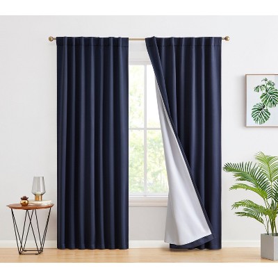 HLC.ME Hamilton 100% Full Blackout Lined Thermal Insulated Soundproof Window Curtain Rod Pocket Back Tab Panels, Set of 2
