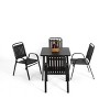 5 Piece Metal Outdoor Patio Dining Set,4 Seater Steel Square Dining Table and Plastic Chairs Set,Modern Garden Furniture Dining Set-Coolbibila - 3 of 4