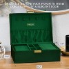 2-Layer Emerald Velvet Jewelry Box with Decorative Lock, Large Organizer with Removable Tray for Bracelets, Necklaces, Rings - 4 of 4