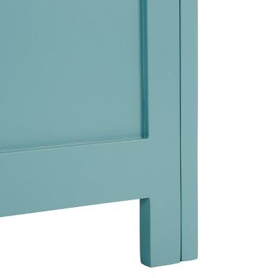 Haina Blue Wooden Rectangular Laundry Hamper