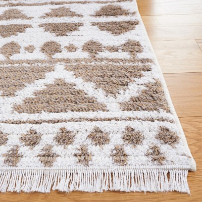 Taupe and Ivory 8' x 10' Flat Woven Synthetic Area Rug